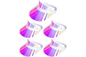 BEEVARN 5 Pack Sun Visor Hats Women Clear Colorful Party Outdoor Sports Beach Golf Cap