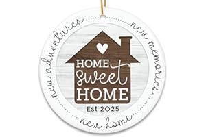 HEXMOZ New Home Gift Ideas - Housewarming Gifts for Couples - New Home Ornament 2025 - First House Ornament 2025 - First House Gifts for Owners, Men, Women - Housewarming Ceramic Christmas Keepsake