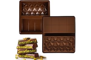 Fidqiog 2 Pcs Chocolate Bar Mold, Silicone Dubai Chocolate Bar Moulds, Deep Easy Release Chocolate Molds, 8 Cell Non-Stick Ca
