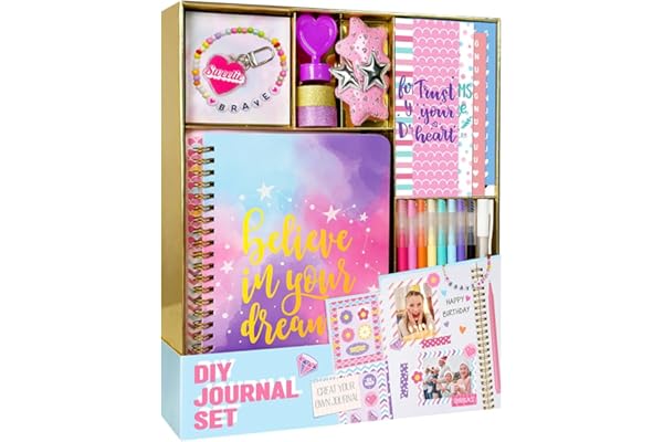 Nollh DIY Journal Kit for Girls - 26PCS Teen Tween Girl Gifts Trendy Stuff, Stocking Stuffers, Scrapbook Supplies Stationery Set, Art Crafts Kit - Ideal Gifts for 8 9 10 11 12 13 14 Year Old Girl