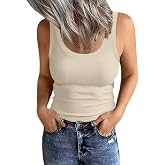 EADINVE Womens Scoop Neck Ribbed Tank Top Summer Sleeveless Layering Shirts | Sleeveless, Thick Strap, High Stretch, Non See Through, Slim Fit, Breathable, Comfy, Casual, Basic, Daily, Workout, Going Out