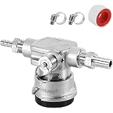 MRbrew All Stainless Steel Keg Coupler Low Profile, Sankey D System Coupler | Space Saving Keg Tap Dispenser kegerator Parts with Pressure Relief Valve,1/4''Beer Barb Out &amp; 3/8''Gas Barb In &amp; Hose Clamp