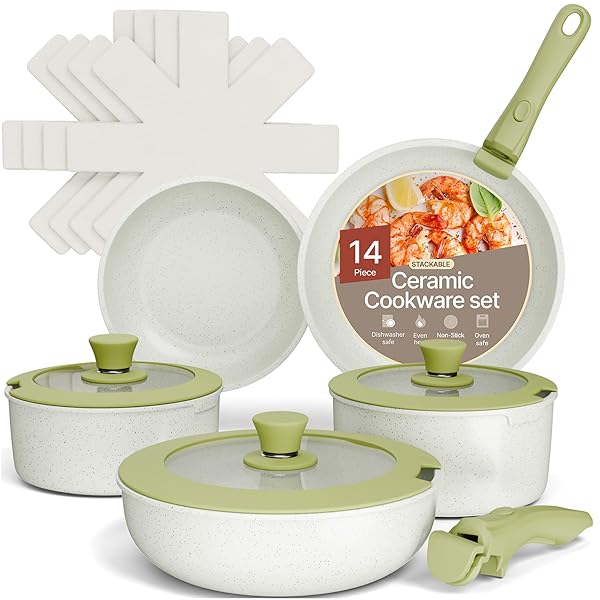 POTS AND PANS SET NON STICK CERAMIC-GRANITE –...