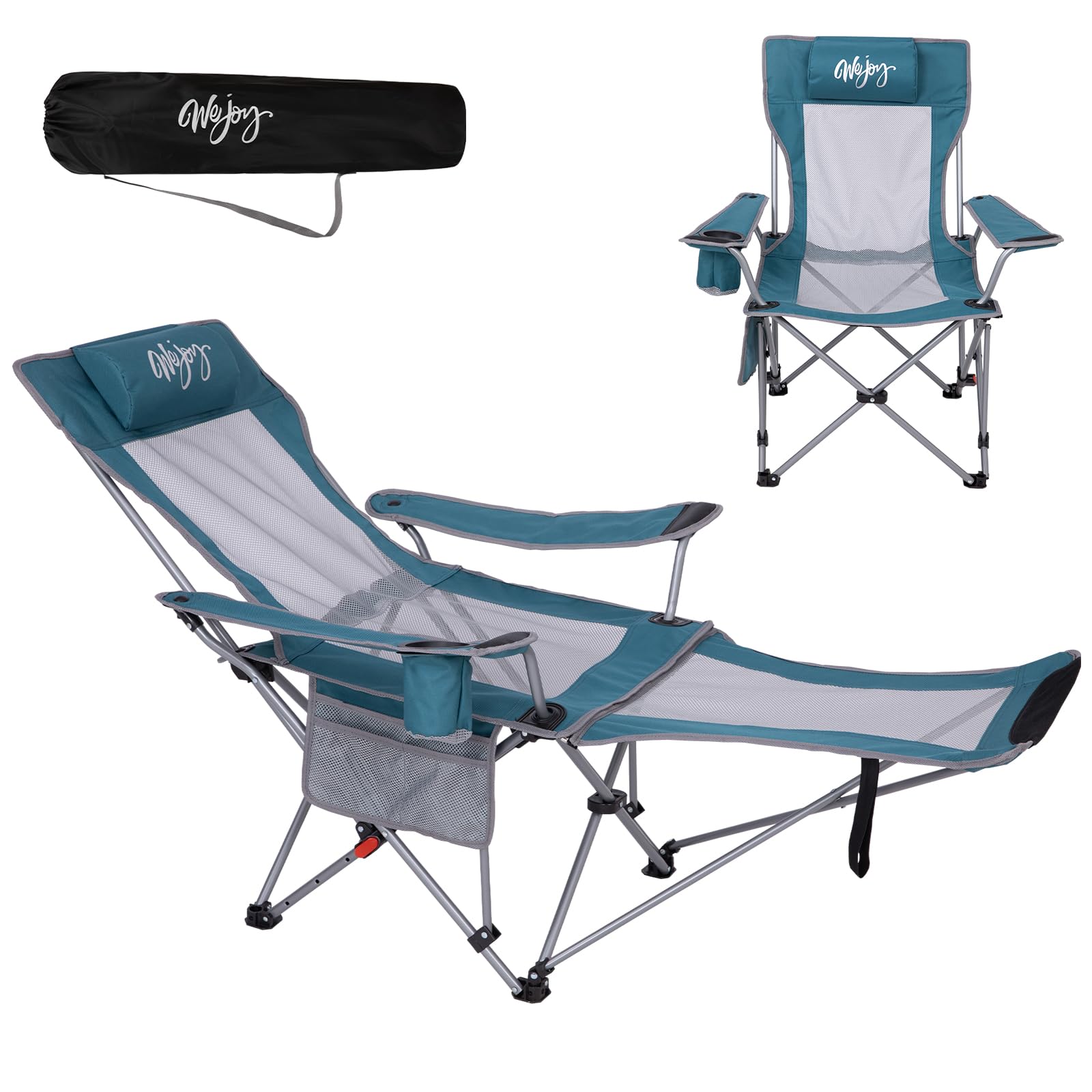 Photo 1 of #WEJOY 2-in-1 Reclining Camping Chair with Footrest for Adults Folding Lounge Chair with Adjustable Backrest Lightweight Camping Chairs Heavy Duty Camp Chairs for Outdoor