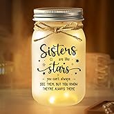Mason Jar Night Light Gifts for Sister, Sister Birthday Gifts, Sisters Gift for Women, Soul Sister, Best Friend, Long Distance Night Light Gift for Mothers Day Christmas
