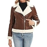 DIASHINY Women's Faux Shearing Fur Winter Coat Warm Thick Fur Lined Faux Leather Jacket