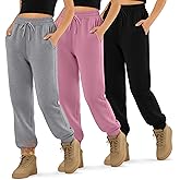 LessonZoo 3 Pack Girls' Sweatpants Active Fleece Soft Athletic Jogger Pants for Kids Youth with Pockets Drawstring