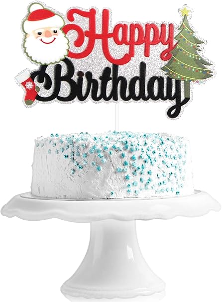 Amazon Co Jp クリスマス ハッピーバースデー ケーキトッパー 冬のワンダーランド グリッター クリスマスツリー サンタケーキデコレーション ベビーシャワー 子供の誕生日パーティー ホリデーメリークリスマスデコレーション おもちゃ