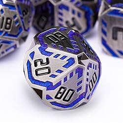 OGCOPHEN Metal DND Sci-fi Dice Set 7PCS Stripe