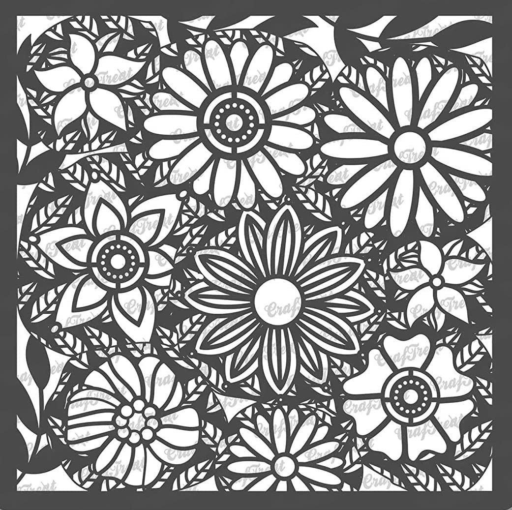 CrafTreat Reusable Pattern Stencil for Painting Wood - Patterned Circles - 6X6 Inch - Mixed Pattern Stencil Art Journal - Flexible Pattern Stencils for Art Journaling