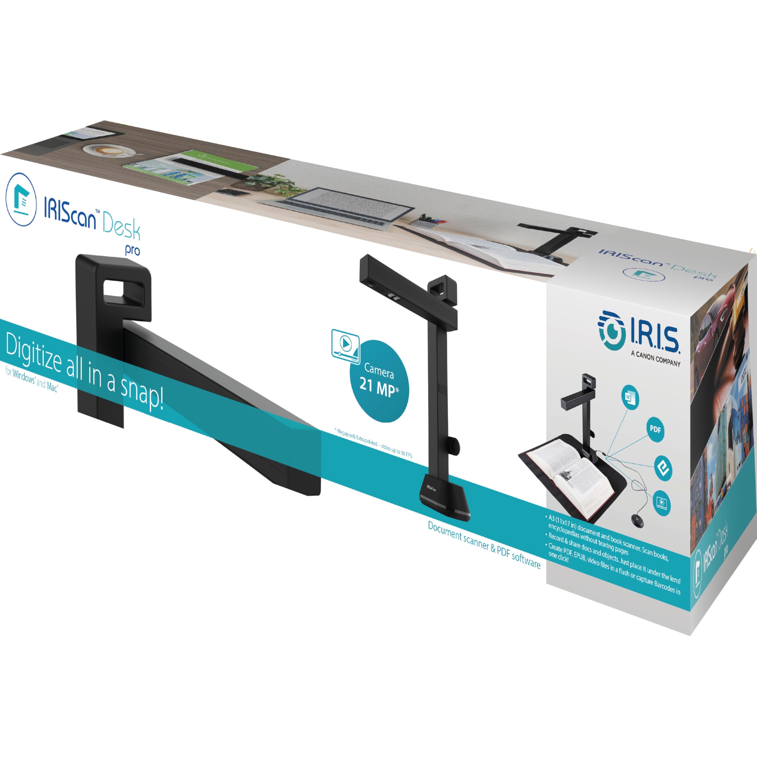 IRIScan Desk 6 Pro-Professional Color Document,Book Scanner,Auto-Flatten & Deskew,21MP,Capture 11x17in,136 Languages OCR,Text to Speech,PDF/Search,PDF/Word/Tiff/Excel,Video Distance Learning,Win&Mac