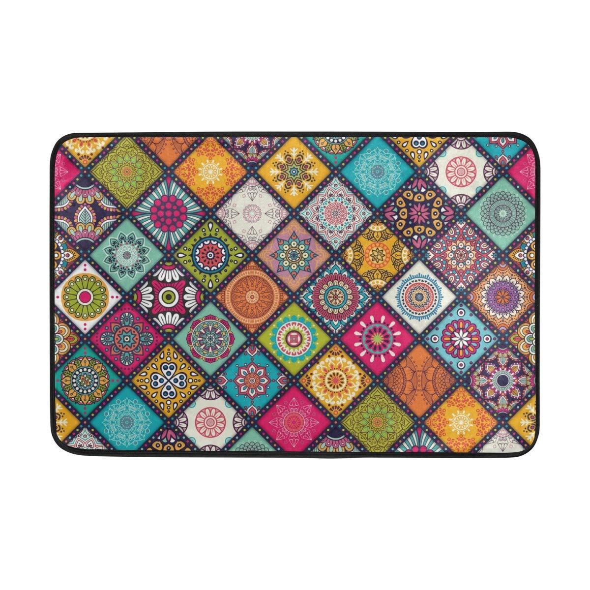 ISAOA Mandalas Traditional Floral Doormat Bath Kitchen Rug,Non-slip and Washable,Thin,Indoor Foot Mats -60 x 40 cm
