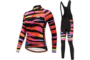 MILOTO Women's Cycling Long Sleeve Jersey Coolmax Gel Padded Pants Set