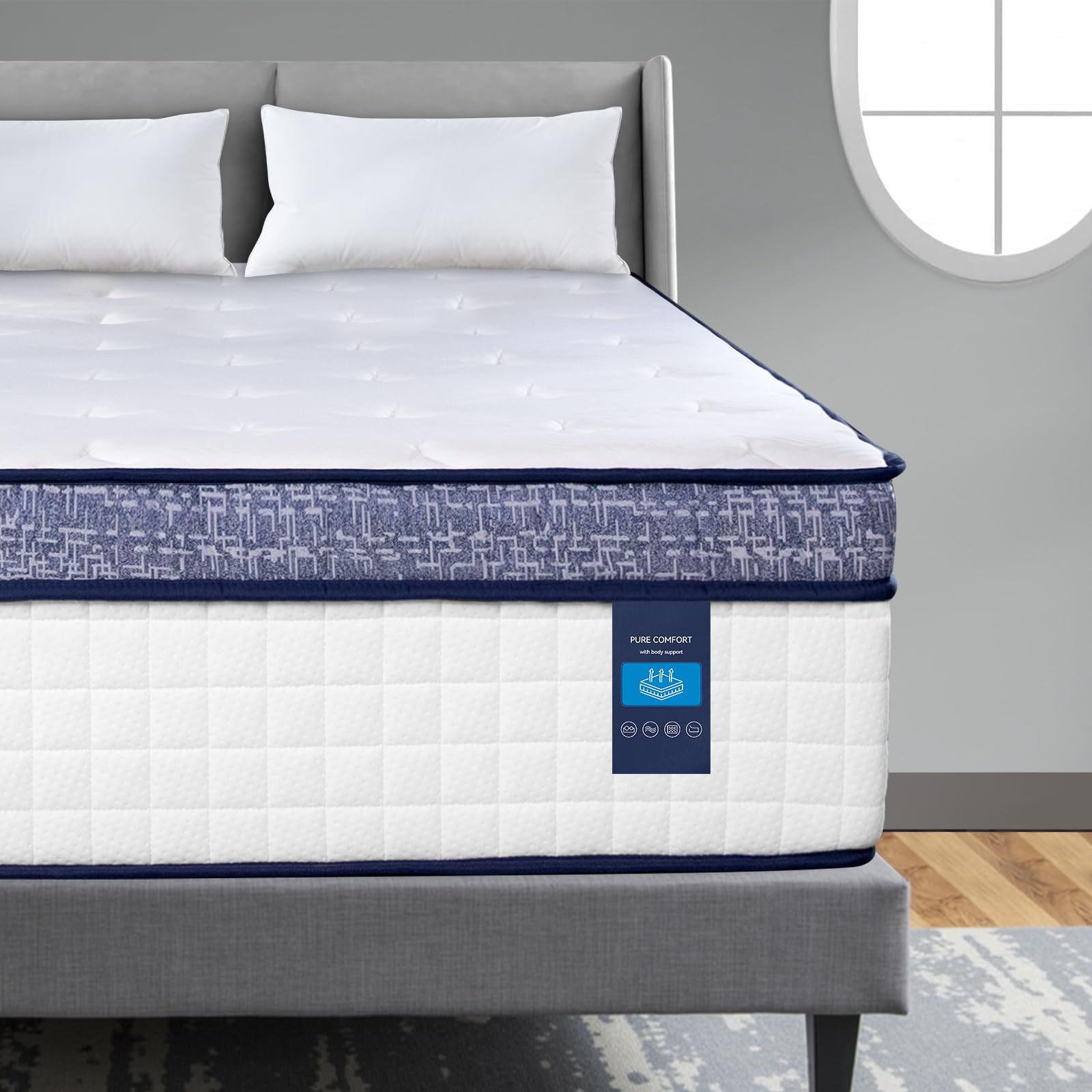 UltraSnooze Twin Mattress, 8 Inch Hybrid Mattress in a Box, Medium Firm, Memory Foam and Individual Pocket Springs for Pressure Relief, CertiPUR-US Certified