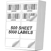 [500 Sheets 5000 Pcs] 10-UP 2''x4'' Shipping Labels for Laser & Inkjet Printers, 2" x 4" Mailing Stickers, 10 Pcs Per Page Shipping Labels,8.5"×11" White 500 Sheets for Printer