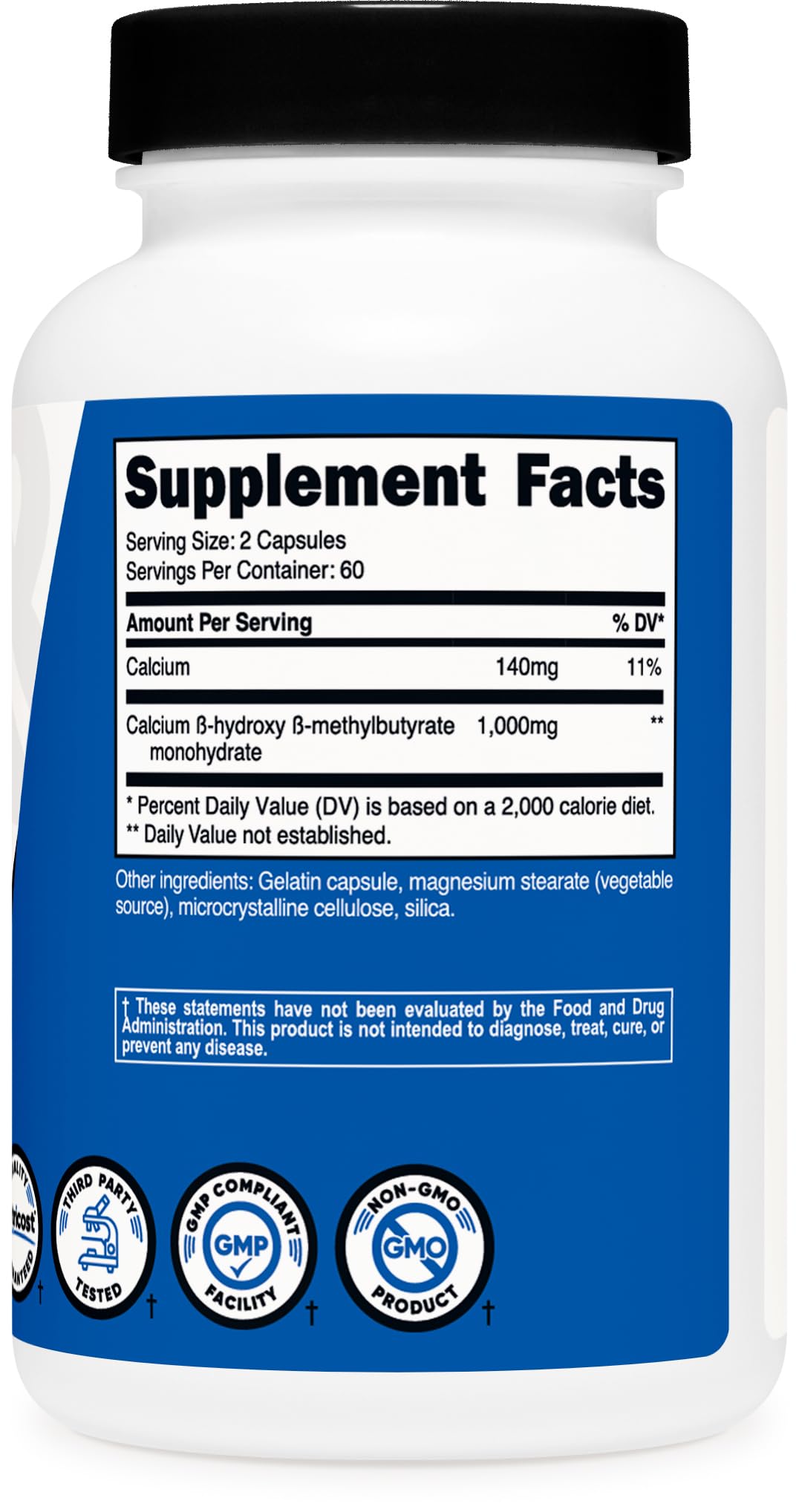 Nutricost HMB (Beta-Hydroxy Beta-Methylbutyrate) 1000mg (120 Capsules) - 500mg Per Capsule, 60 Servings - Gluten Free and Non-GMO