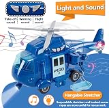 HERSITY Rescue Helicopter Toy Blue Police Plane w/ Light Sound Push Go 3-5 Yr view 4