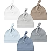 Konssy 6 Pack Baby Newborn Hats Set Knot Beanie Hats Soft for Infant Baby Girls Boys Caps 0-6 Months