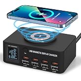 WANLONGXIN 100W 8-Port Multiple USB Charger Station,Fast Charging Station for Multi Devices with Smart Port &amp; Safety Protection,USB Charging Station Compatible with Phones, Tablets, Laptops