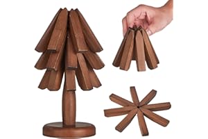 CUIYKAI CUIYAKI Trivets Tree Set of 3 Trivets for Hot Dishes Hot Pad Bowls and Teapots Coaster for Teapot Potholder Kitchen Gift Multifunctional Ornaments and Easy Storage Bamboo Products