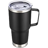 Cool Yoleb 30 oz Tumbler with Handle and Lid, Stainless Steel Tumblers Double Wall Vacuum Insulated Travel Mug Leak Proof Cup Keep Drinks Cold and Hot Black, 1 Pack