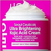 SeoulCeuticals Korean Kojic Acid Cream Dark Spot Remover + Glycolic Acid + Niacinamide + Cica + HA Moisturizer - Cruelty Free K Beauty Skincare 2oz