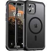 jaroco Magnetic for iPhone 12/12 Pro Case Heavy Duty Protection Black | Compatible with MagSafe,Military Grade Drop Protection,Translucent Matte,Non-Slip,Shockproof 2-Layer Durable Bumper Case