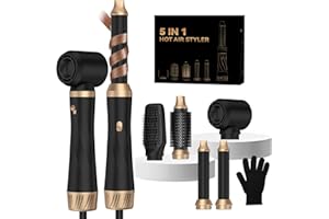5 in 1 Hair Dryer Brush Set, Blow Dryer Brush with Air Style Wrap Hair Styler, Negative Ionic Magic Style Set, Detachable Air