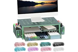 gianotter Monitor Stand with Drawer and Pen Holder, Green Desk Accessories, 2-Tier Monitor Riser, Ideal for Office Supplies Desk Accessories(Green)