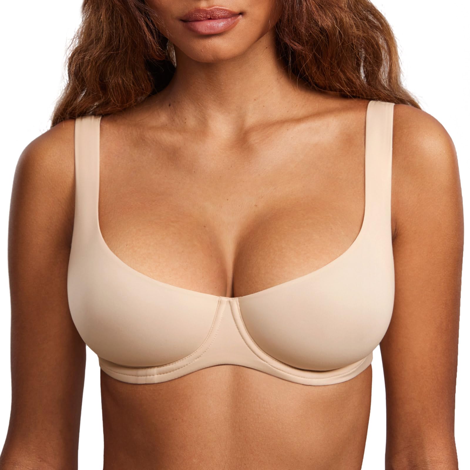 DOBREVA Women's Unlined Balconette Bra Underwire