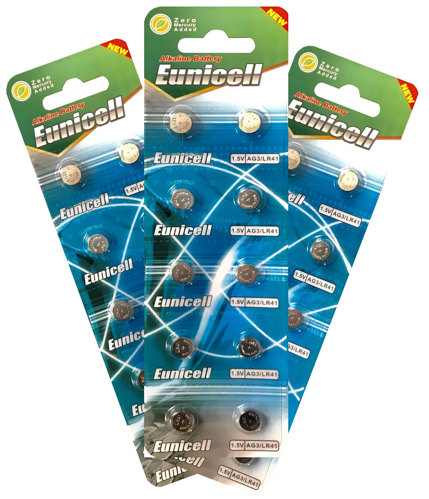 Eunicell Lot de 100 piles bouton AG3 AKA SG3, LR41, 192/384/392