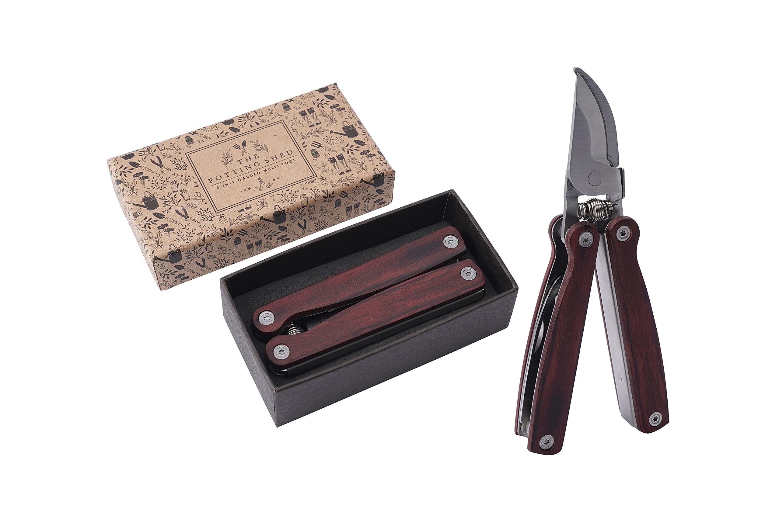 5-in-1 Gardening Tool | Secateurs, Wood Saw, Garden Blade, Garden Weeder, Crevice Weeder | Gift Boxed | The Potting Shed by CGB Giftware | GB05717