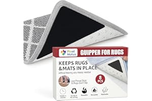 PIXEL MOTUS 8 PCS Rug Tape Non Slip Rug Pads-Grippers for Hardwood Floors and Tiles, Reusable Carpet Tape for Area Rugs, Rug Tape Hardwood Floor No Damage, Washable Area