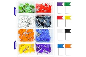 KOORITO Colored Flag Travel Map Push Pins, 400 Pack Multicolored Decorative Map Tacks Assorted 8 Colors, Plastic Head for Cork Bulletin Board, Picture Hanging at Home Office School