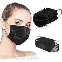 100PCS Black Disposable Face Masks 3 Ply Filter Protection Safety Mask Cover for Adult Women and Men