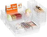 Lifewit 41 Pcs Makeup Drawer Organiser Plastic Storage Bins Dividers