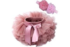Happy Cherry Baby Girls Tulle Tutu Skirt Floral Headband Set Cotton Bloomers Diaper Covers Party Dress