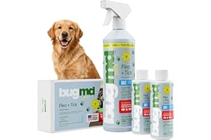 BugMD Flea and Tick Concentrate (3.7 oz, 2 Pack) – Essential Oil Formula for Dogs, Controls Fleas, Ticks & Mites, Safe for Pet Beds, Kennels & Home Use