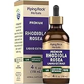 Piping Rock Rhodiola Rosea Tincture | 4 FL Oz | Premium Liquid Extract | Vegetarian | Alcohol Free | Non-GMO, Gluten Free