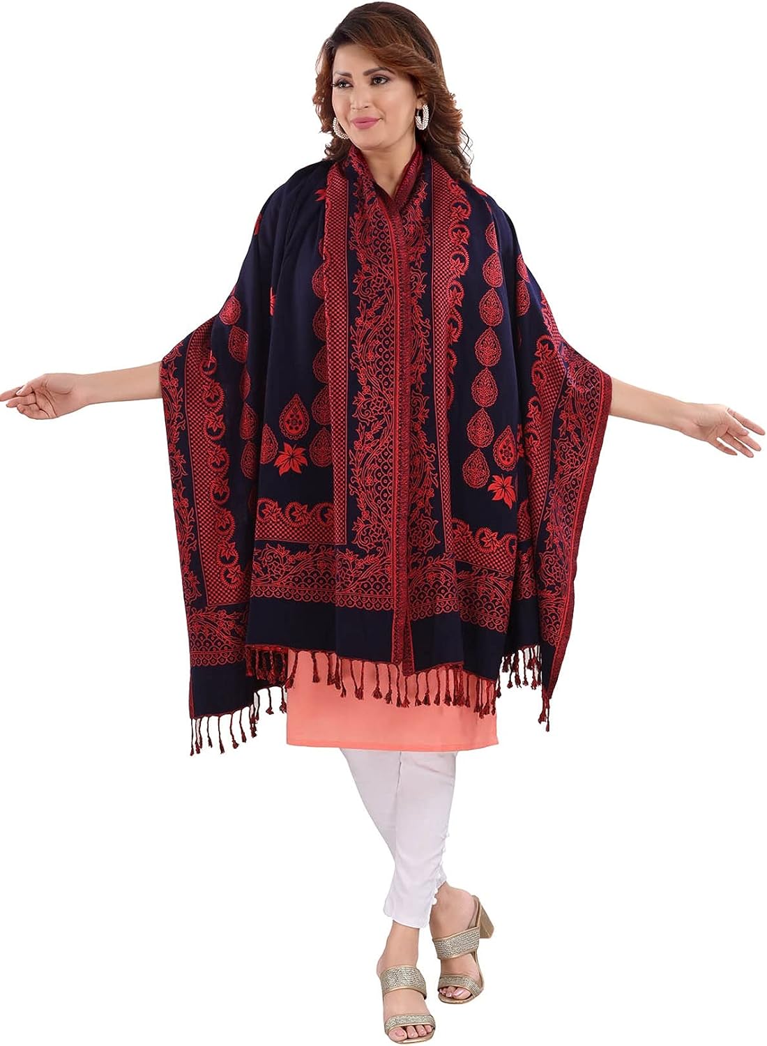 Indian Shawls Wraps Head Scarf Scarves for Women Acrowool Material on