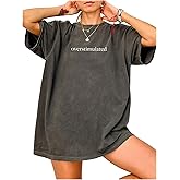 SOLY HUX Women's Letter Print Graphic Tees Crew Neck Short Sleeve Oversized T Shirt Vintage Summer Tops