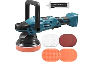 ZUYIYI Cordless Car Buffer Polisher for Makita 18V Battery (Not Included), 5 Inch Orbital Polisher, 6 Variable Speed, Buffer Waxer Kit for Car Boat Detailing, Polishing, Scratch Removing