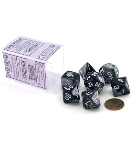 Chessex Polyhedral Dice Set – Blue-Steel With White, 7-Die Gemini Series For RPG Games - View #6