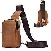 Genuine Leather Sling Bags for Men Crossbody Purse Vintage Small Messenger Shoulder Bag for Phone Side Chest Daypack Bag