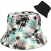 Bucket Hat Cotton Double-Side-Wear Reversible Sun Hat for Women Men, Summer Vacation Travel Beach Packable Fisherman Hat