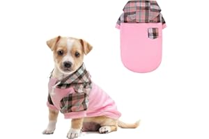 K9meme Plaid Dog Hoodie for Small Medium Large Dogs,Warm Dog Sweatshirt with Hat and Leash Hole, Dog Clothes for Puppy Bulldog XS S M L Sized Breeds Dogs, Soft Pullover Fleece Dog Sweater