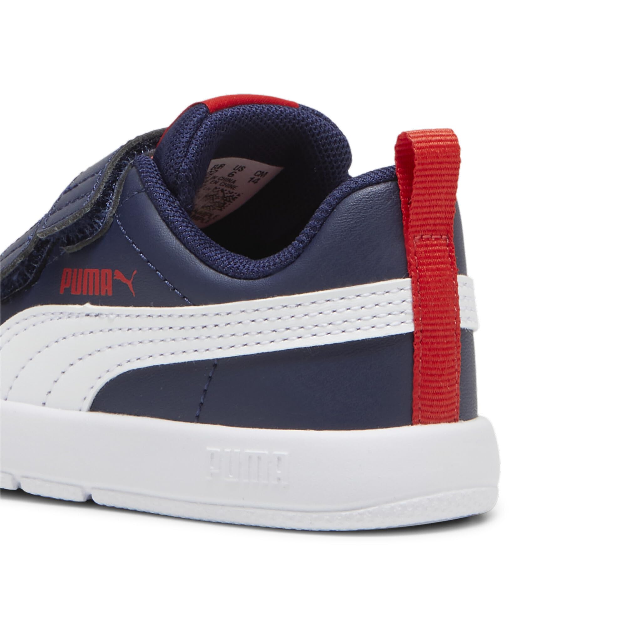 PUMA COURTFLEX V3 V INF Sneaker für Jungen, Unisex, Marineblau/Weiß/Rot, für Kinder ab 7 UK 3