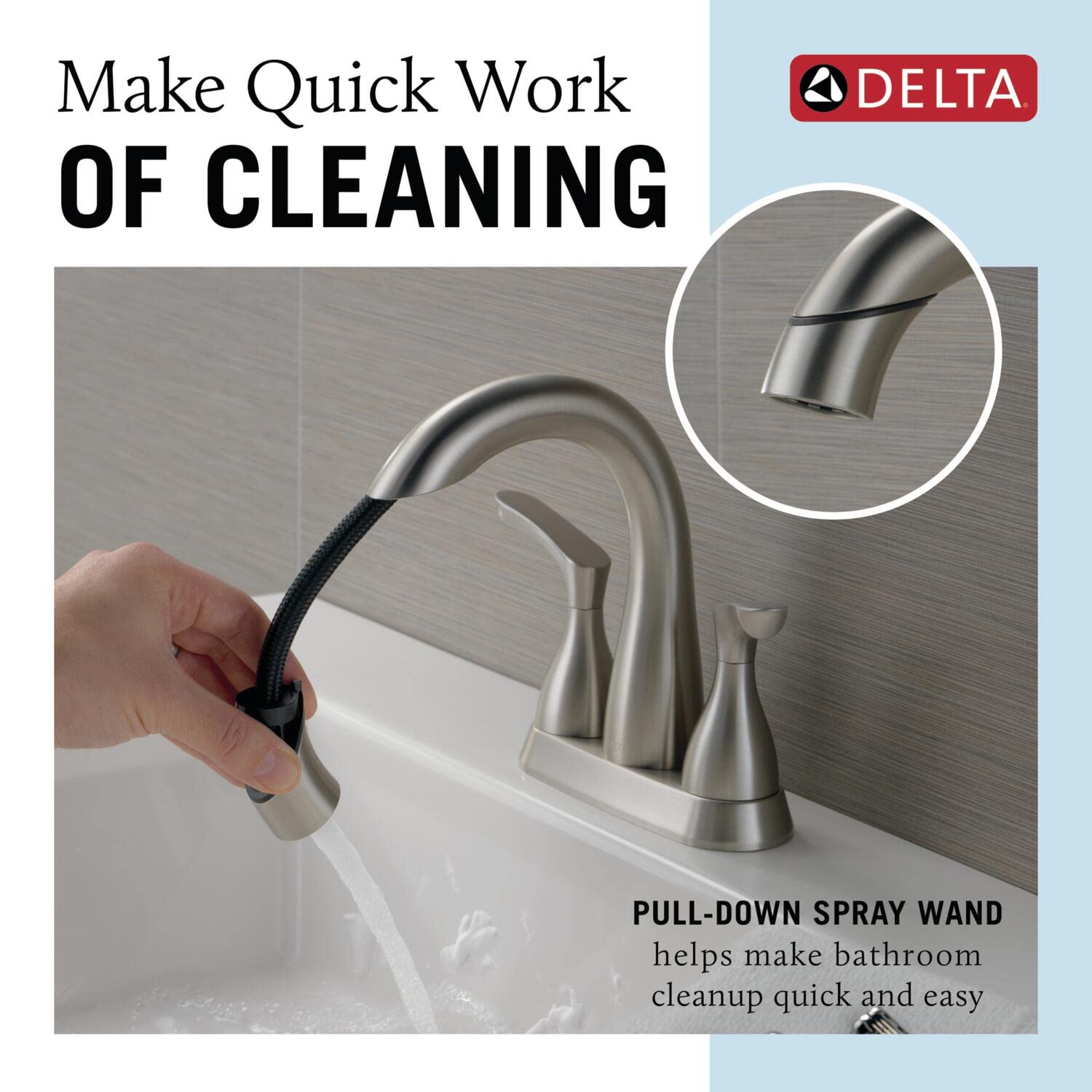 Delta Faucet Broadmoor Pull Down Bathroom Faucet Brushed Nickel, Bathroom Faucet, Bathroom Sink Faucet with Pull Down Sprayer, Centerset Bathroom Faucet with Magnetic Docking, Stainless 25765LF-SSPD