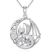 Sonouli Lab Grown Diamond Dragon Necklace Wyvern Dragon Moon Pendant Necklace Gift for Women