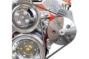 ICT Billet SBC Power Steering Pump Bracket Billet Aluminum V-Belt Slotted Adjustable LWP 305 327 383 5.0L 5.7L V8 Compatible With 350 Small Block Chevy Long Water Pump 551522